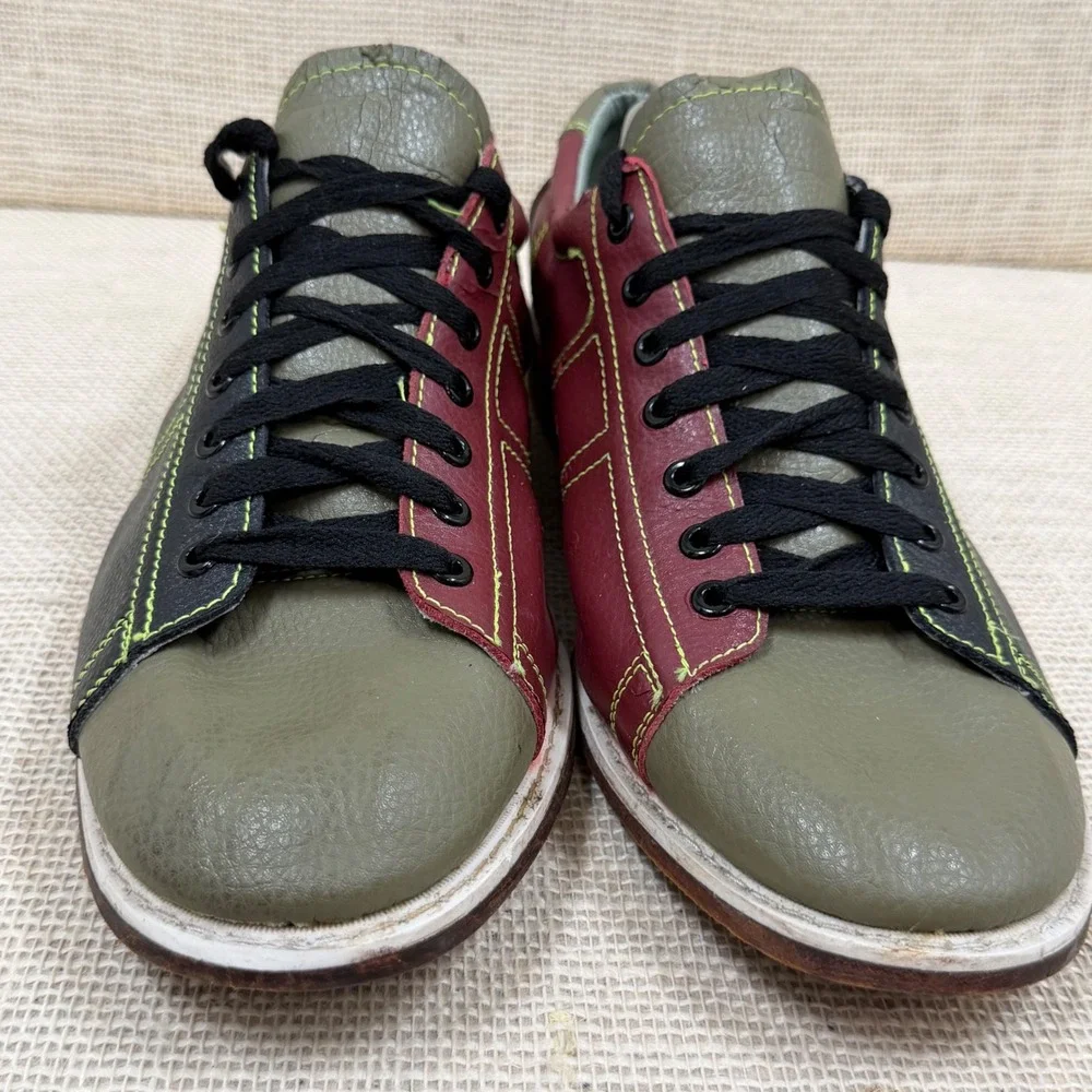 Linds Classic 1733 Mens Bowling Shoes Size 13 Leather Black Burgundy Green 2008